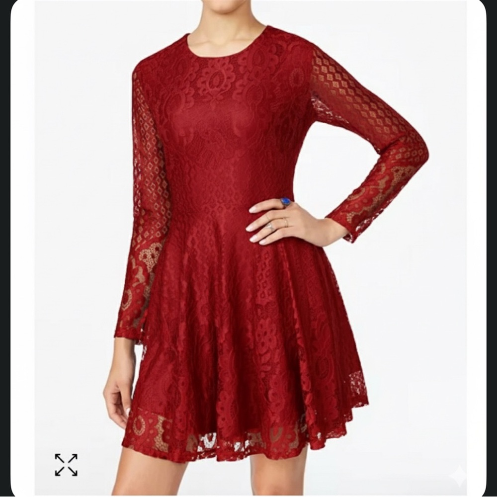 Elegant Lace Burgundy Dress
